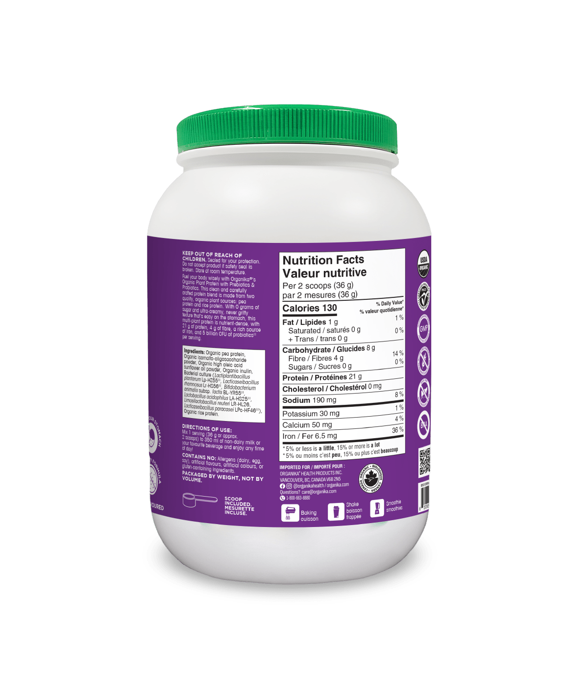 Plant proteins with prebiotics and probiotics