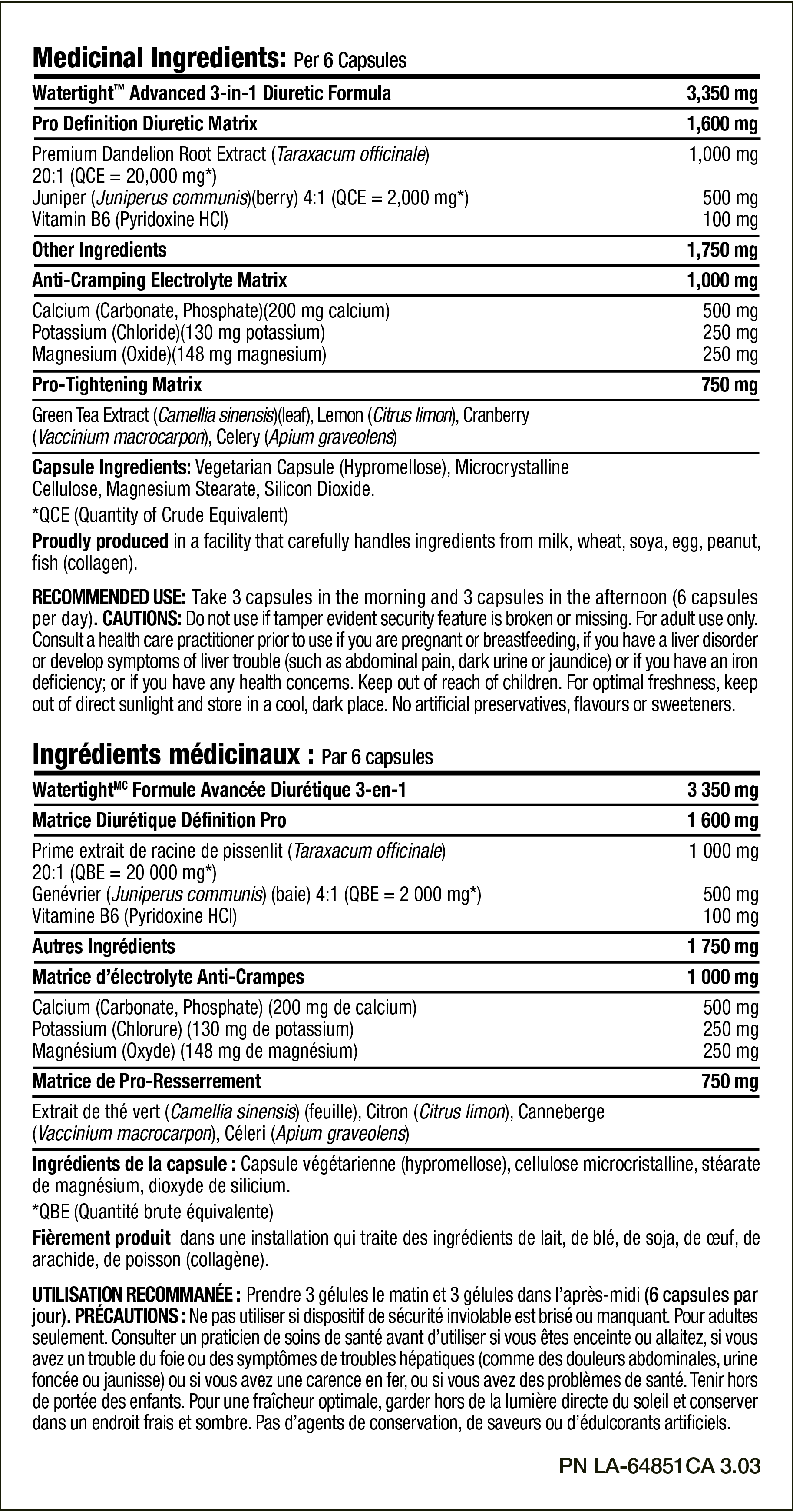 Watertight - diuretic agent