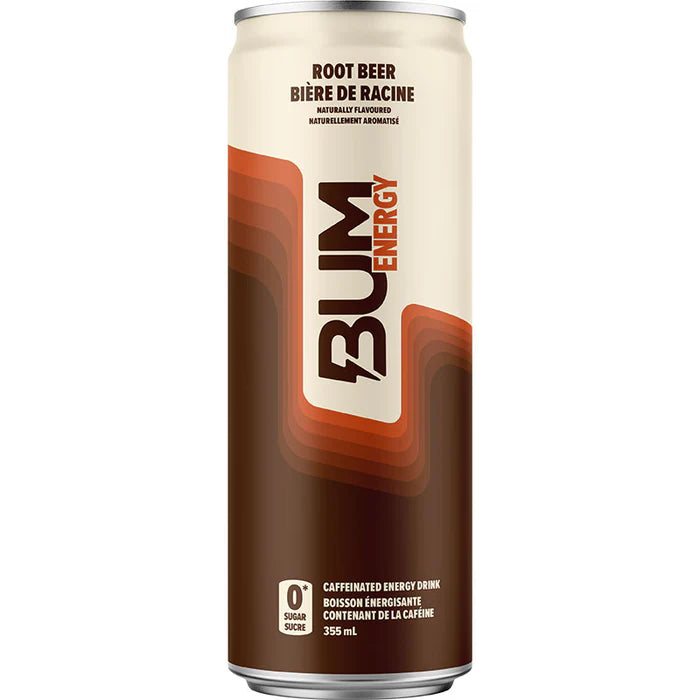 BUM Energy Bière de racine– Boisson énergisante sans sucre – 355 mL – 112 mg de caféine naturelle