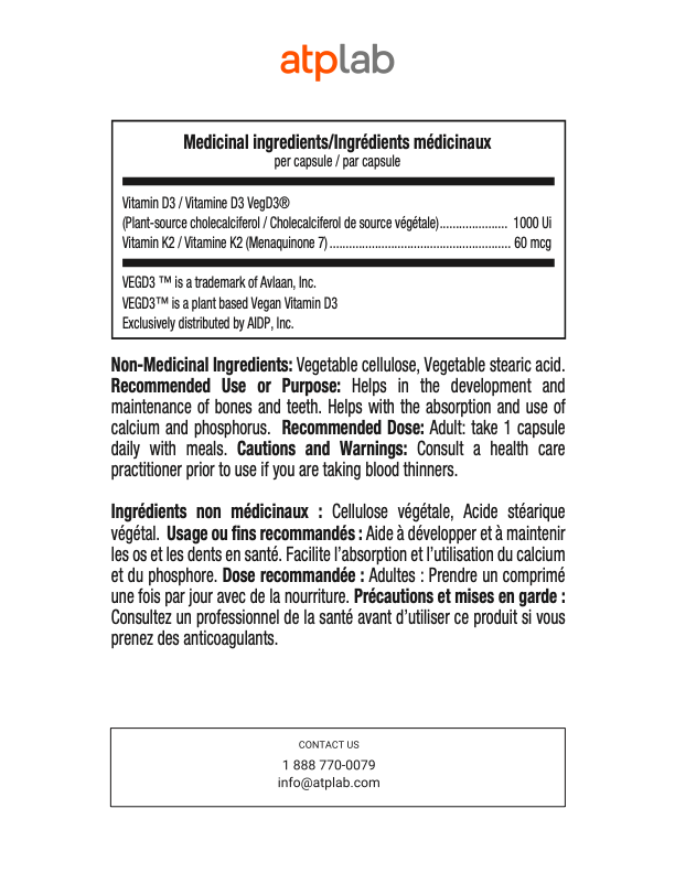 Vitamine D3+K2 60 capsules