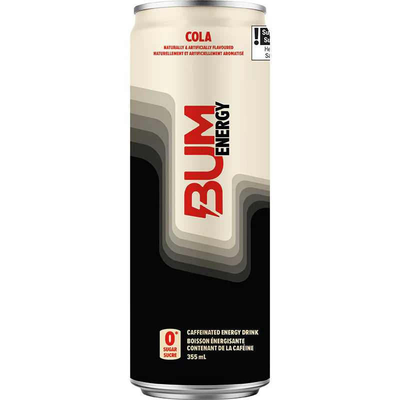 BUM Energy Cola – Boisson énergisante sans sucre – 355 mL – 112 mg de caféine naturelle