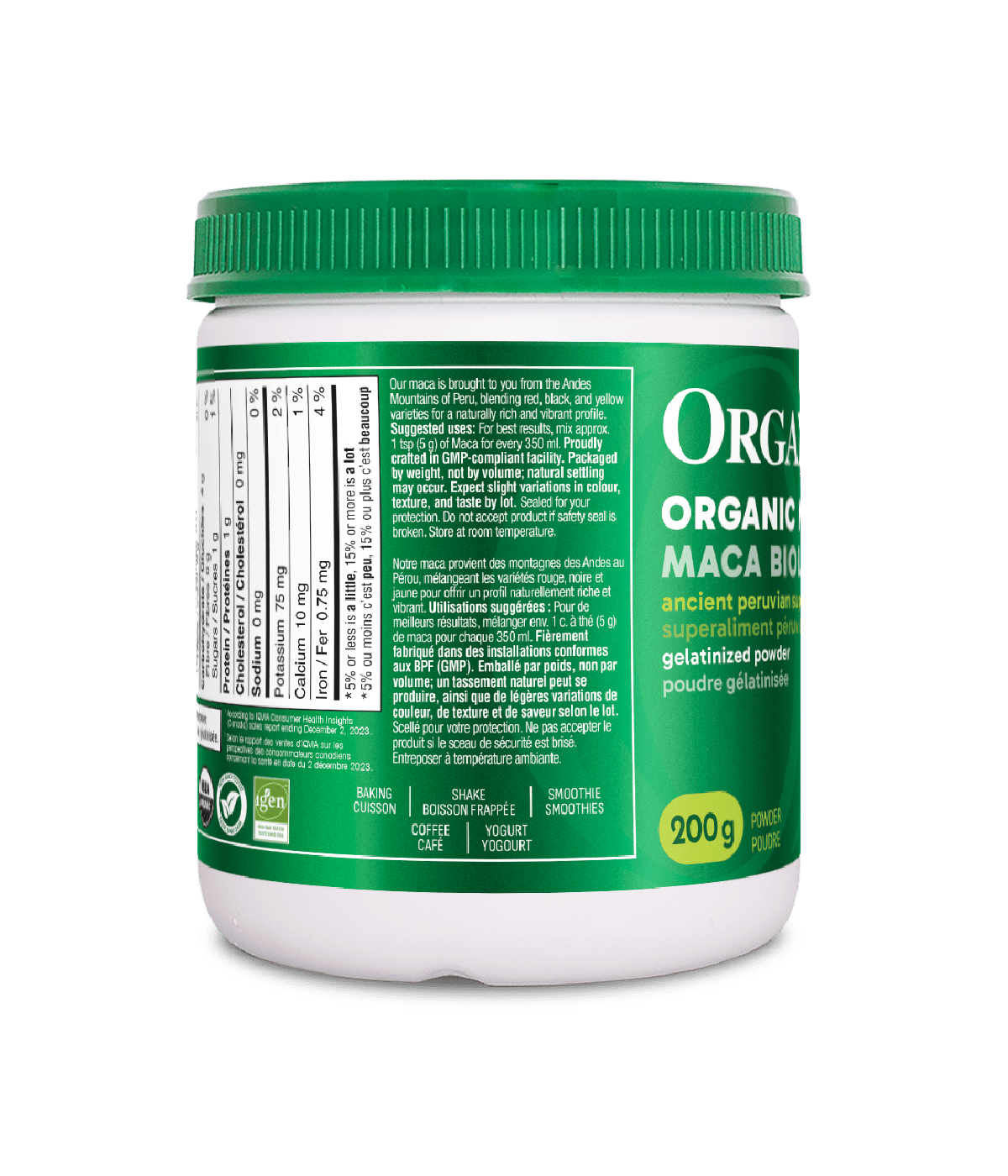 Maca poudre biologique gélatinisée 200g