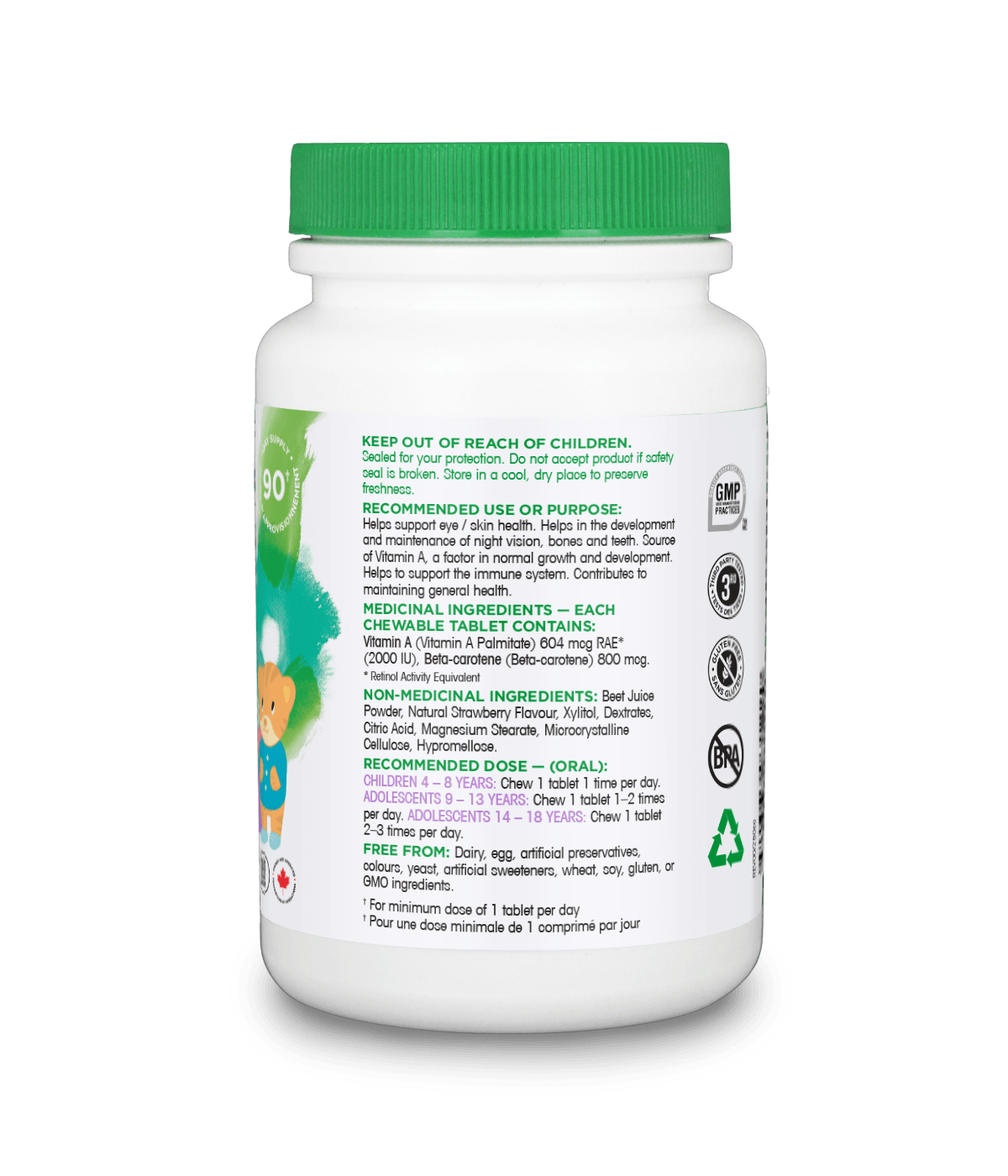 Vision enfants comprimés à croquer