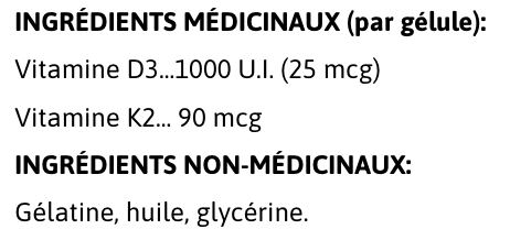 vitamin d3+k2 60 gélules