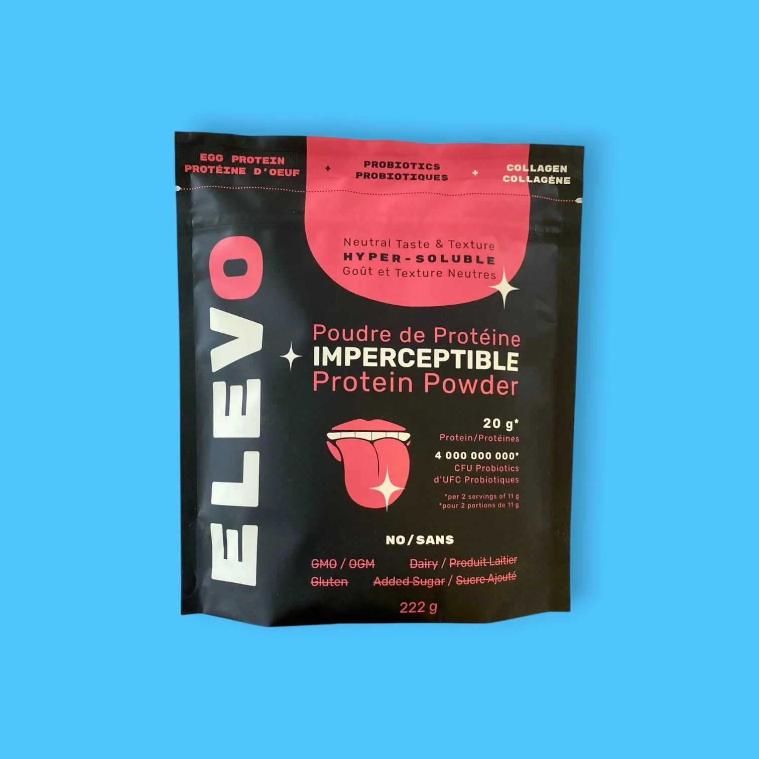 Elevo Protéine Imperceptible – 20g Protéines + Probiotiques & Collagène (Sans Goût)